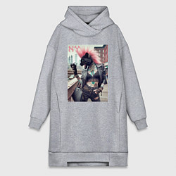 Женское худи-платье Крутая пантера панк из Нью-Йорка - нейросеть, цвет: меланж