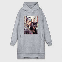 Женская толстовка-платье Punk girl under the protection of a panther - New