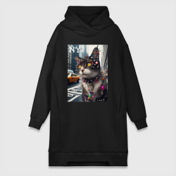 Женская толстовка-платье Пирсинг Нью-Йоркского кота - нейросеть
