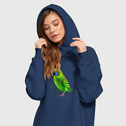 Женское худи-платье Зеленый попугай, цвет: тёмно-синий — фото 2
