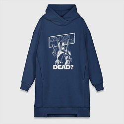 Женское худи-платье Кого ты называешь мёртвым, цвет: тёмно-синий