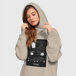 Женское худи-платье Lamborghini гоночный, цвет: миндальный — фото 2