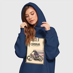Женское худи-платье Мотоцикл Yamaha, цвет: тёмно-синий — фото 2