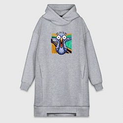 Женское худи-платье Вопящий голубь пародия Крик Мунка, цвет: меланж