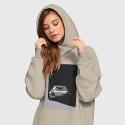 Женское худи-платье Porsche 911 легендарный автомобиль, цвет: миндальный — фото 2