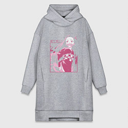 Женская толстовка-платье Клинок рассекающий демонов милая Незуко в розовом