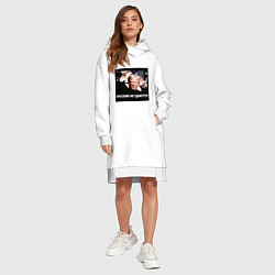 Женское худи-платье Мем Трамп после покушения: русские не сдаются, цвет: белый — фото 2