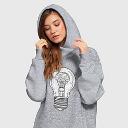 Женское худи-платье Мозг и лампочка, цвет: меланж — фото 2