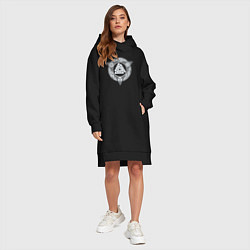 Женское худи-платье Орнамент символик, цвет: черный — фото 2