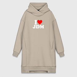 Женское худи-платье I love JDM, цвет: миндальный