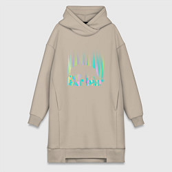 Женская толстовка-платье Медведь в полярном сиянии