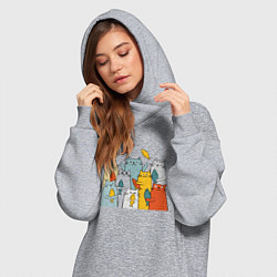 Женское худи-платье Коты и рыбы, цвет: меланж — фото 2