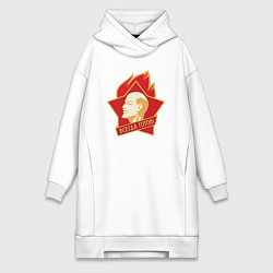 Женская толстовка-платье Ленин всегда готов - Пионерский значок