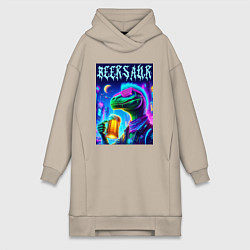 Женская толстовка-платье Пивозавр панк - неоновое свечение