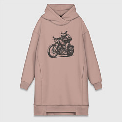 Женская толстовка-платье Опоссум на мотоцикле как байкер на чоппере