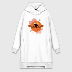 Женская толстовка-платье Девушка на сатурне