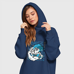 Женское худи-платье Моя геройская академия One for all Деку, цвет: тёмно-синий — фото 2