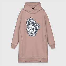 Женское худи-платье Мустанг - дикая энергия, цвет: пыльно-розовый