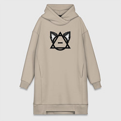 Женское худи-платье Чёрный символ квадробика, цвет: миндальный