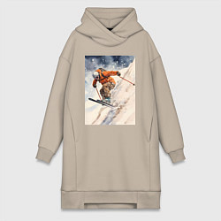 Женская толстовка-платье Горные лыжи спортсмен
