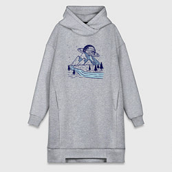 Женская толстовка-платье Сатурн и горы