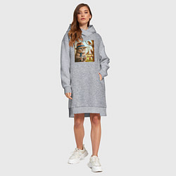 Женское худи-платье Кот журналист - нейроарт, цвет: меланж — фото 2