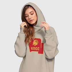 Женское худи-платье Владимир Ленин КПСС, цвет: миндальный — фото 2