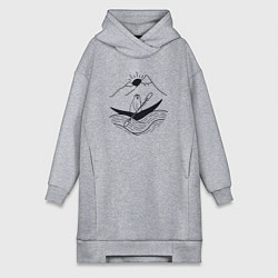 Женская толстовка-платье Мишка в лодке