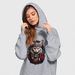Женское худи-платье Кот викинг, цвет: меланж — фото 2