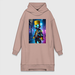 Женская толстовка-платье Барт Симпсон в респираторе - нейроарт