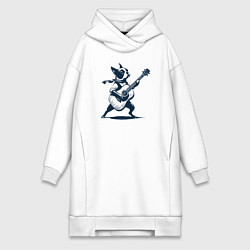 Женская толстовка-платье Бостон-терьер играет на гитаре