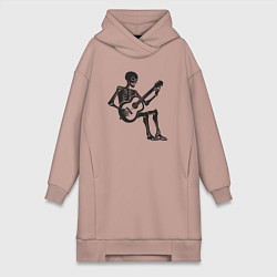 Женская толстовка-платье Скелет гитарист