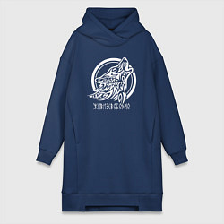 Женская толстовка-платье Эмблема белый славянский волк