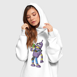 Женское худи-платье Bender drink beer, цвет: белый — фото 2