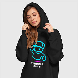 Женское худи-платье Символ Stumble Guys в неоновых цветах, цвет: черный — фото 2