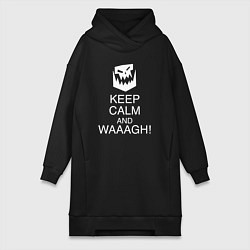 Женское худи-платье Warhammer keep calm and waaagh, цвет: черный