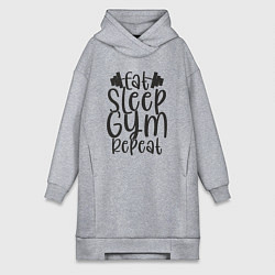 Женская толстовка-платье Eat sleep gym