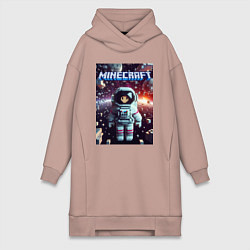 Женская толстовка-платье Брюнетка в космосе - Майнкрафт фантазия