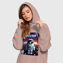 Женское худи-платье Брюнетка в космосе - Майнкрафт фантазия, цвет: пыльно-розовый — фото 2