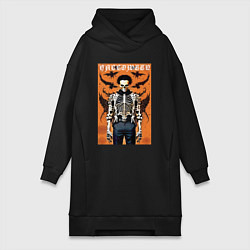 Женское худи-платье Cool skeleton - halloween poster, цвет: черный