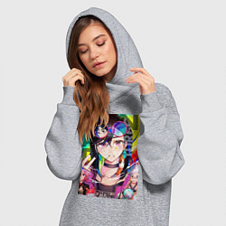 Женское худи-платье Дандадан: Момо Аясэ, цвет: меланж — фото 2