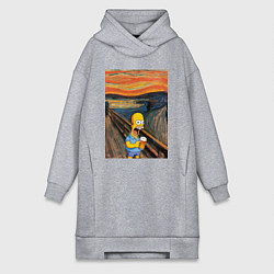 Женская толстовка-платье Кричащий Гомер Симпсон с пивом в стиле картины Эдв