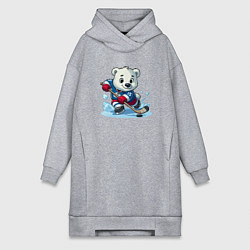 Женская толстовка-платье Полярный медвежонок хоккейный форвард