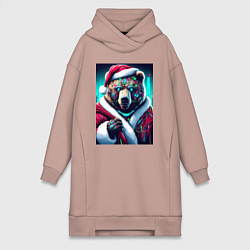 Женская толстовка-платье Cyber bear - Santa Claus
