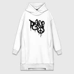 Женское худи-платье Graffiti peace, цвет: белый