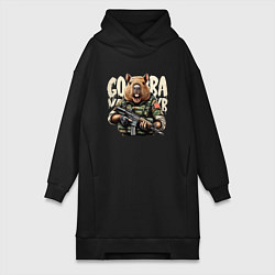 Женская толстовка-платье Cool capybara - military style