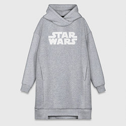 Женское худи-платье Star wars logo, цвет: меланж