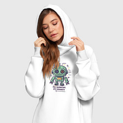 Женское худи-платье Робот захватчик планеты, цвет: белый — фото 2