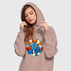 Женское худи-платье Rap - Concrete battle, цвет: пыльно-розовый — фото 2