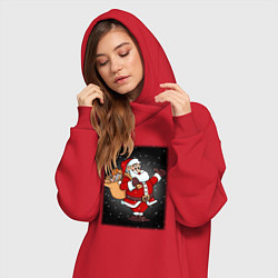 Женское худи-платье Санта Клаус с мешком, цвет: красный — фото 2